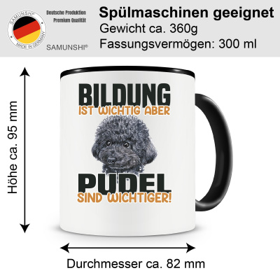 Tasse mit dem Motiv Bildung Wichtig Pudel Wichtiger - Ansicht 2