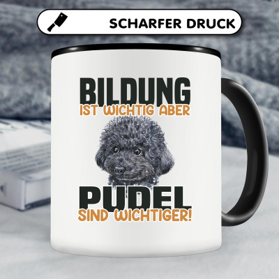 Tasse mit dem Motiv Bildung Wichtig Pudel Wichtiger - Ansicht 4