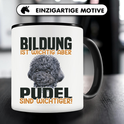 Tasse mit dem Motiv Bildung Wichtig Pudel Wichtiger - Ansicht 5