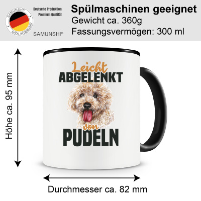 Tasse mit dem Motiv Leicht abgelenkt von Pudelen - Ansicht 2