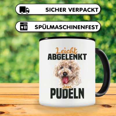 Tasse mit dem Motiv Leicht abgelenkt von Pudelen - Ansicht 3