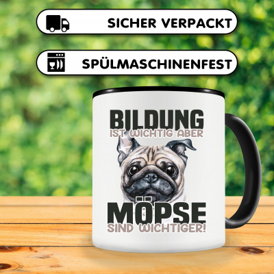 Tasse mit dem Motiv Bildung Wichtig Mpse Wichtiger - Ansicht 3
