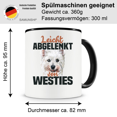 Tasse mit dem Motiv Leicht abgelenkt von Westies - Ansicht 2