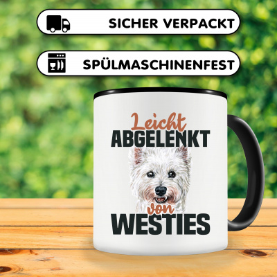 Tasse mit dem Motiv Leicht abgelenkt von Westies - Ansicht 3
