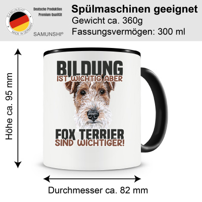 Tasse mit dem Motiv Bildung Wichtig Fox Terrier Wichtiger - Ansicht 2