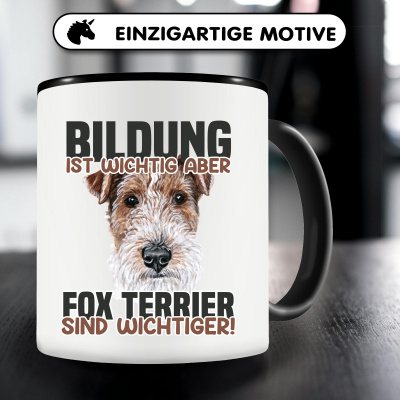 Tasse mit dem Motiv Bildung Wichtig Fox Terrier Wichtiger - Ansicht 5