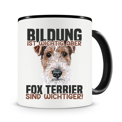 Tasse mit dem Motiv Bildung Wichtig Fox Terrier Wichtiger