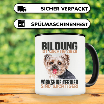 Tasse mit dem Motiv Bildung Wichtig Yorkshire Terrier Wichtiger - Ansicht 3