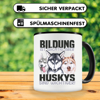 Tasse mit dem Motiv Bildung Wichtig Huskys Wichtiger - Ansicht 3