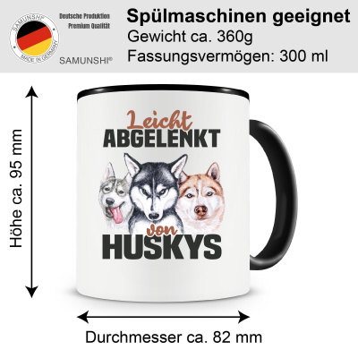 Tasse mit dem Motiv Leicht abgelenkt von Husky - Ansicht 2