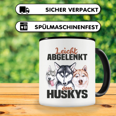 Tasse mit dem Motiv Leicht abgelenkt von Husky - Ansicht 3