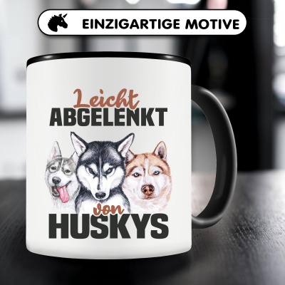 Tasse mit dem Motiv Leicht abgelenkt von Husky - Ansicht 5
