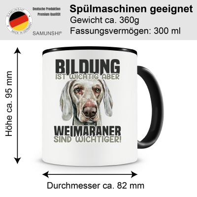 Tasse mit dem Motiv Bildung Wichtig Weimaraner Wichtiger - Ansicht 2