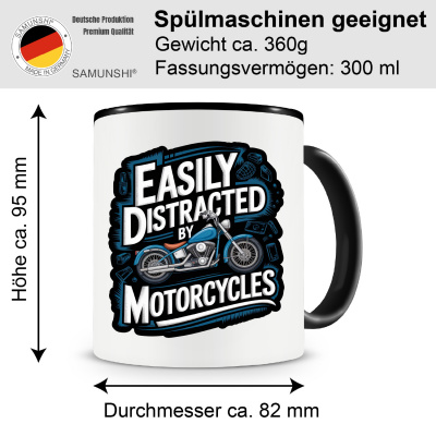 Tasse mit dem Motiv Easily Distracted By Motorcycles - Ansicht 2