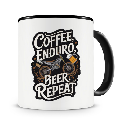Tasse mit dem Motiv Coffee Enduro Beer Repeat
