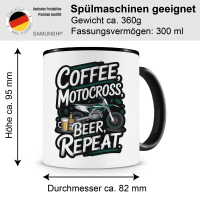 Tasse mit dem Motiv Coffee Motocross Beer Repeat - Ansicht 2