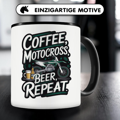 Tasse mit dem Motiv Coffee Motocross Beer Repeat - Ansicht 3
