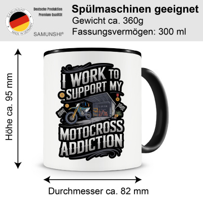Tasse mit dem Motiv Work To Support My Motocross Addiction - Ansicht 2