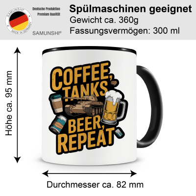 Tasse mit dem Motiv Coffee Tanks Beer Repeat - Ansicht 2