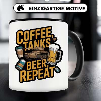 Tasse mit dem Motiv Coffee Tanks Beer Repeat - Ansicht 3