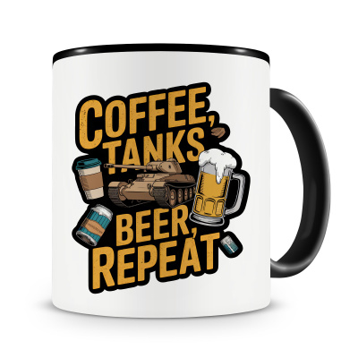 Tasse mit dem Motiv Coffee Tanks Beer Repeat