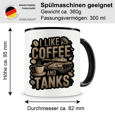 Tasse mit dem Motiv I Like Coffee And Tanks - Ansicht 2