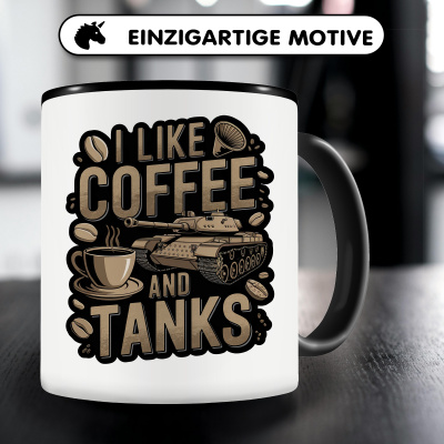 Tasse mit dem Motiv I Like Coffee And Tanks - Ansicht 3