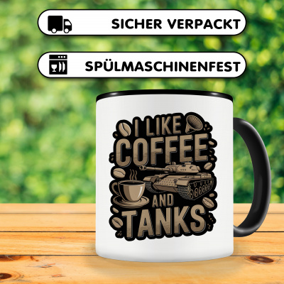 Tasse mit dem Motiv I Like Coffee And Tanks - Ansicht 4