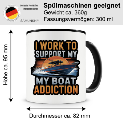 Tasse mit dem Motiv Work Support Boat Addiction - Ansicht 2
