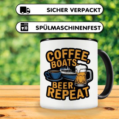 Tasse mit dem Motiv Coffee Boats Beer Repeat - Ansicht 4