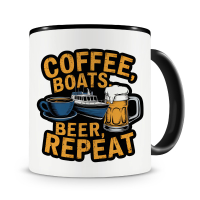 Tasse mit dem Motiv Coffee Boats Beer Repeat