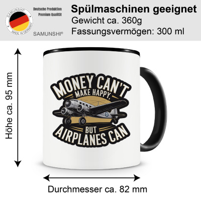 Tasse mit dem Motiv Money can't make Happy but Airplanes - Ansicht 2