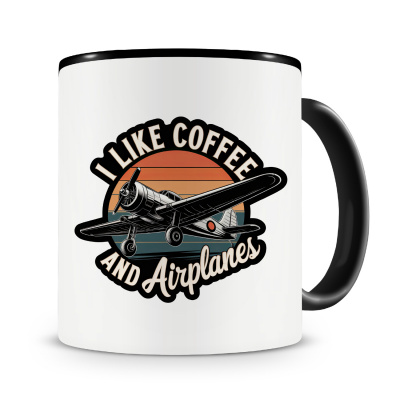Tasse mit dem Motiv I Like Coffee and Airplanes