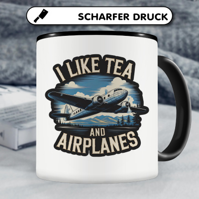 Tasse mit dem Motiv I Like Tea and Airplanes - Ansicht 5