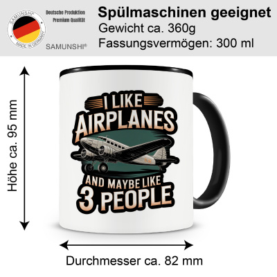 Tasse mit dem Motiv I Like Airplanes and 3 People - Ansicht 2