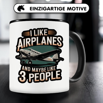 Tasse mit dem Motiv I Like Airplanes and 3 People - Ansicht 3