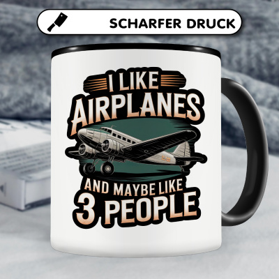 Tasse mit dem Motiv I Like Airplanes and 3 People - Ansicht 5
