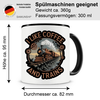 Tasse mit dem Motiv I Like Coffee And Trains - Ansicht 2