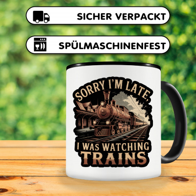 Tasse mit dem Motiv I'm Late was Watching Trains - Ansicht 4