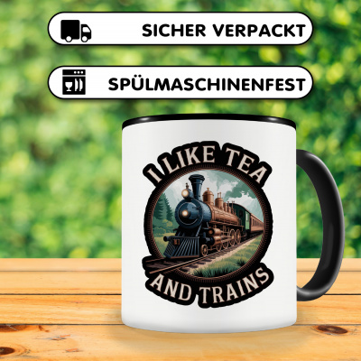 Tasse mit dem Motiv I Like Tea and Trains - Ansicht 4