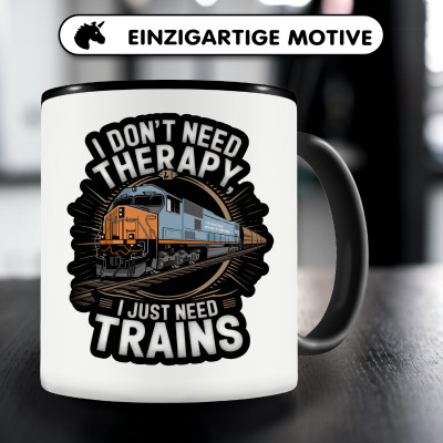 Tasse mit dem Motiv Don't need Therapy just Trains - Ansicht 3