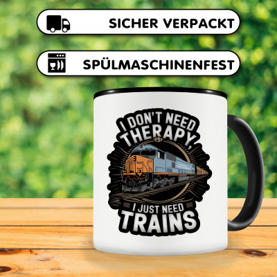 Tasse mit dem Motiv Don't need Therapy just Trains - Ansicht 4