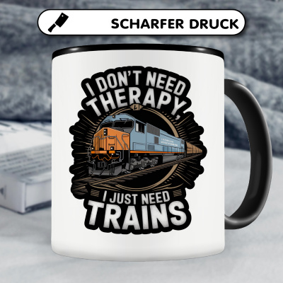 Tasse mit dem Motiv Don't need Therapy just Trains - Ansicht 5
