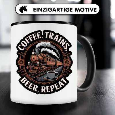 Tasse mit dem Motiv Coffee Trains Beer Repeat - Ansicht 3
