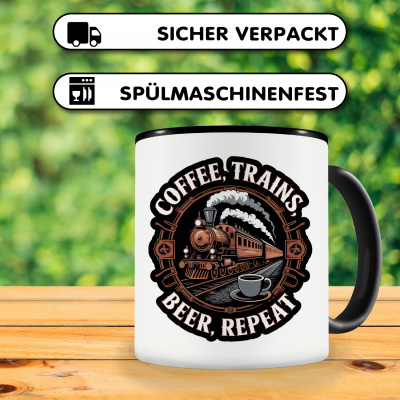 Tasse mit dem Motiv Coffee Trains Beer Repeat - Ansicht 4