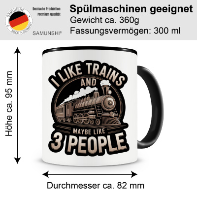 Tasse mit dem Motiv I like Trains and 3 People - Ansicht 2