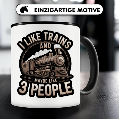 Tasse mit dem Motiv I like Trains and 3 People - Ansicht 3