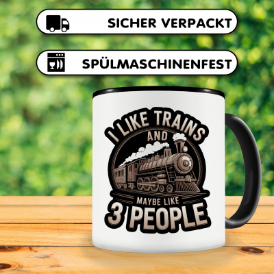 Tasse mit dem Motiv I like Trains and 3 People - Ansicht 4