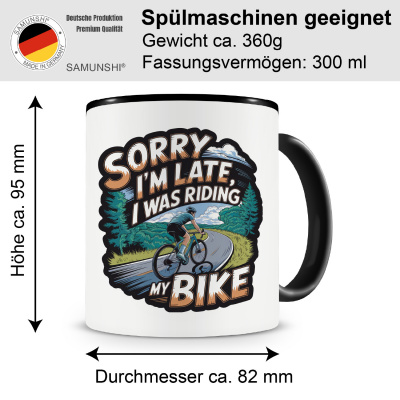 Tasse mit dem Motiv I'm Late Was Riding My Bike - Ansicht 2