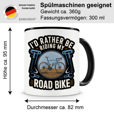Tasse mit dem Motiv I'd Rather Ride Road Bikes - Ansicht 2